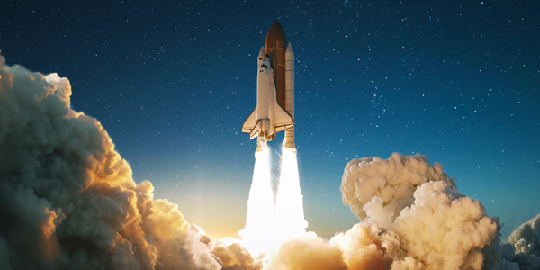 A Shuttle Launches into space